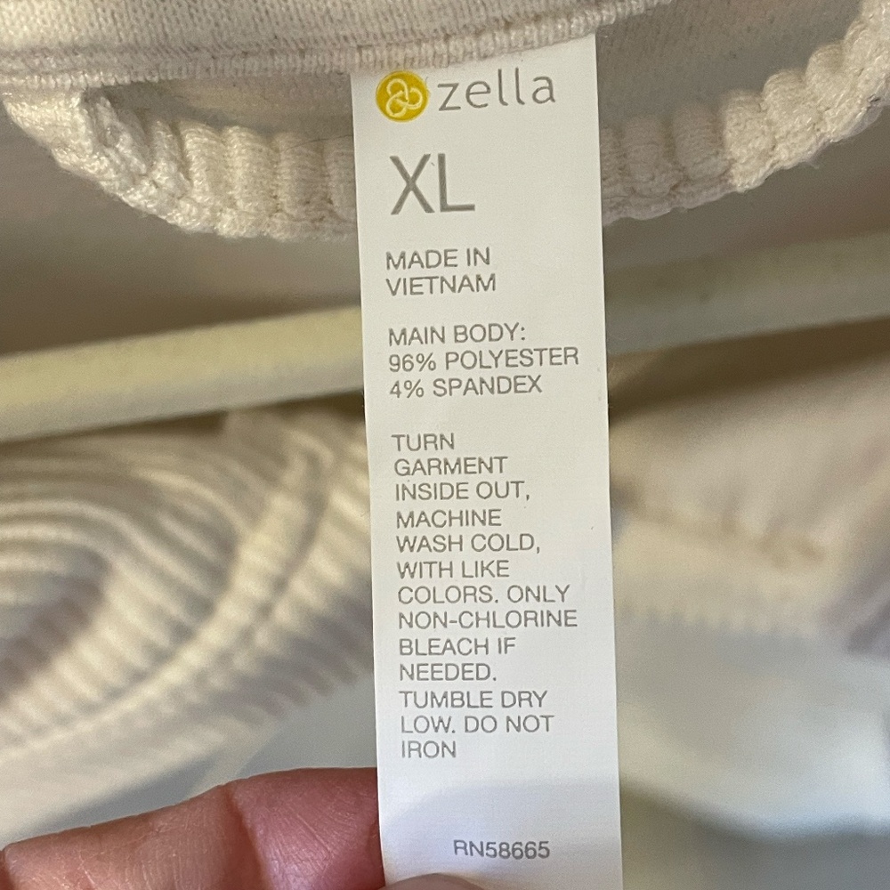 Zella Cream Ribbed Long-Sleeve Sweatshirt Size XL - Picture 3 of 7